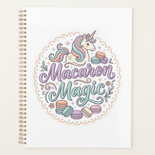 Eenhoring Macaron Magie Whimsical T-Shirt Ontwerp_ Planner (Voorkant)
