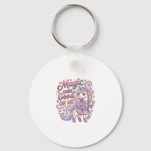 Eenhoring Magie Staat Me Leuk Grafisch Ontwerp Wit Sleutelhanger