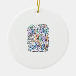Eenhoring Mama Energie Kawaii Vectorontwerp_1 Keramisch Ornament