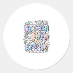 Eenhoring Mama Energie Kawaii Vectorontwerp_1 Ronde Sticker