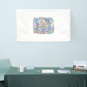 Eenhoring Mama Energie Kawaii Vectorontwerp_1 Spandoek (Beurs)