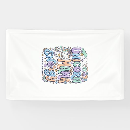 Eenhoring Mama Energie Kawaii Vectorontwerp_1 Spandoek (Horizontaal)