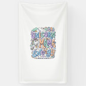 Eenhoring Mama Energie Kawaii Vectorontwerp_1 Spandoek (Verticaal)