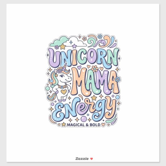 Eenhoring Mama Energie Kawaii Vectorontwerp_1 Sticker (Vel)