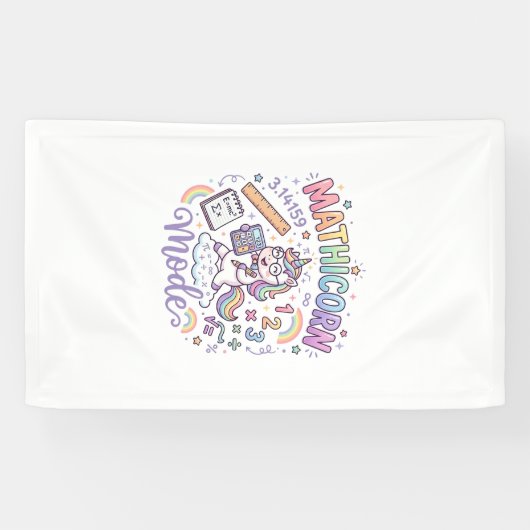 Eenhoring Mathicorn Modus Schattige Typografie Des Spandoek (Horizontaal)