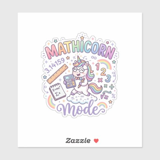 Eenhoring Mathicorn Modus Schattige Typografie Des Sticker (Vel)