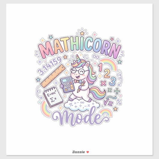 Eenhoring Mathicorn Modus Schattige Typografie Des Sticker (Vel)