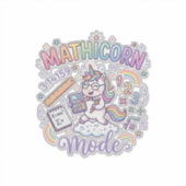 Eenhoring Mathicorn Modus Schattige Typografie Des Sticker (Voorkant)