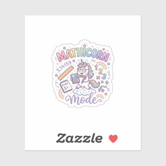 Eenhoring Mathicorn Modus Schattige Typografie Des Sticker (Vel)