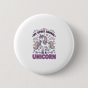 Eenhoring Mijn Spirituele Dier Is Een Eenhoring Ve Ronde Button 5,7 Cm