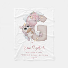 Eenhoring Monogram Letter G Roze Baby Meisje Cadea Fleece Deken
