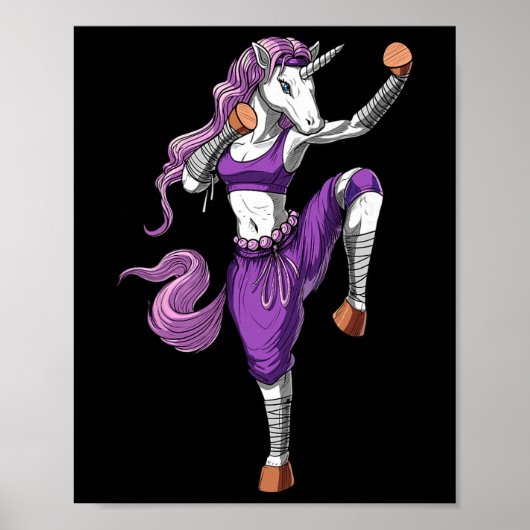 Eenhoring Ninja Karate Kickboksen Muay Thai Vechtk Poster (Voorkant)