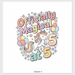 Eenhoring Officieel Magisch op 5 Whimsical Witte B Sticker