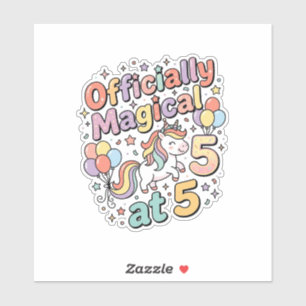 Eenhoring Officieel Magisch op 5 Whimsical Witte B Sticker