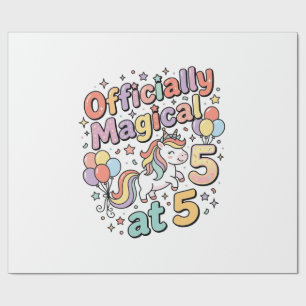 Eenhoring Officieel Magisch op 5 Whimsische Witte  Cadeaupapier