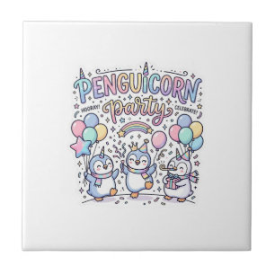 Eenhoring Penguicorn Feest Premium Vector Vector D Tegeltje