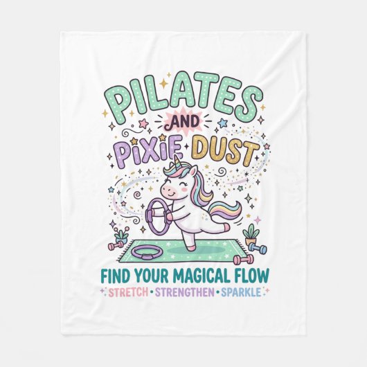 Eenhoring Pilates en Pixie Dust Vette Typografie T Fleece Deken (Voorkant)