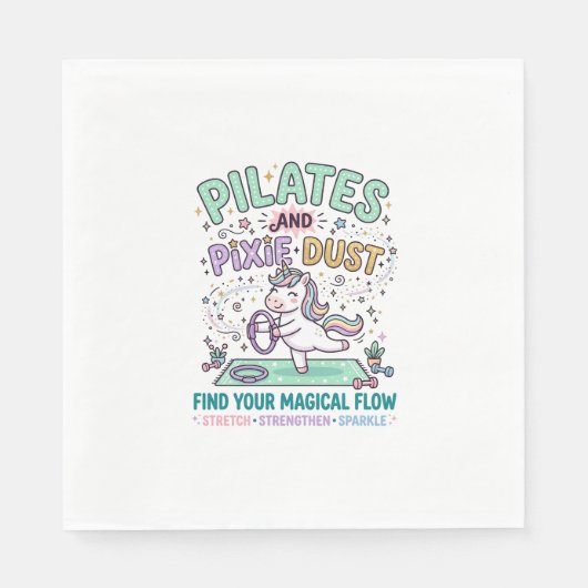Eenhoring Pilates en Pixie Dust Vette Typografie T Servet (Voorkant)