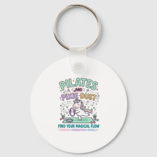 Eenhoring Pilates en Pixie Dust Vette Typografie T Sleutelhanger