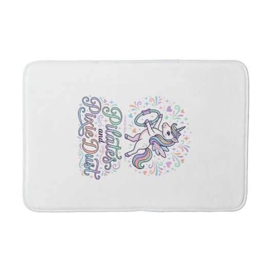 Eenhoring Pilates en Pixie Dust Wit Achtergrond Ve Badmat (Voorkant)