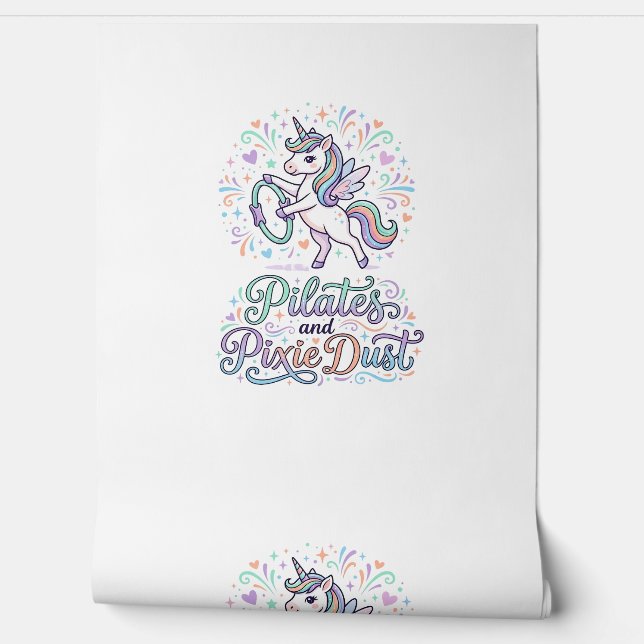 Eenhoring Pilates en Pixie Dust Wit Achtergrond Ve Behang (Afrollen)