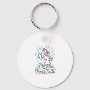 Eenhoring Pilates en Pixie Dust Wit Achtergrond Ve Sleutelhanger
