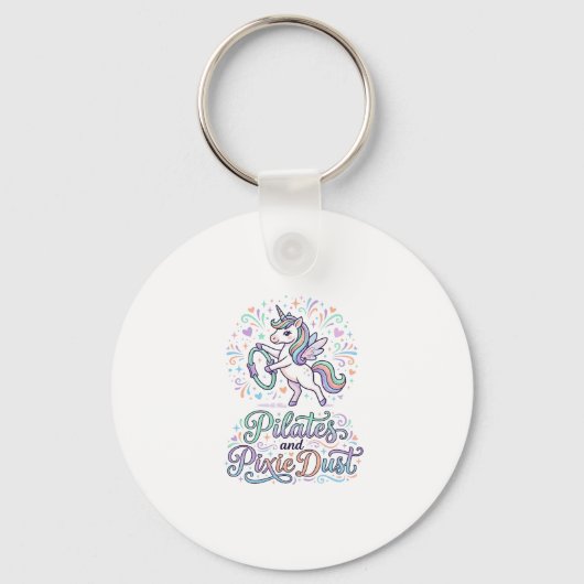 Eenhoring Pilates en Pixie Dust Wit Achtergrond Ve Sleutelhanger (Voorkant)