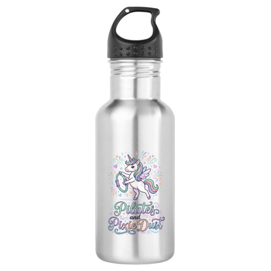 Eenhoring Pilates en Pixie Dust Wit Achtergrond Ve Waterfles (Voorkant)