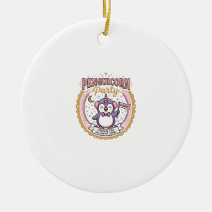 Eenhoring Pinguïnhoorn Feest POD Klaar Zazzle Ontw Keramisch Ornament