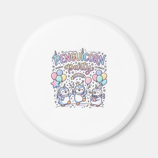 Eenhoring Pinguïnhoorn Feest Premium Vector Vector Magneet (Voorkant)