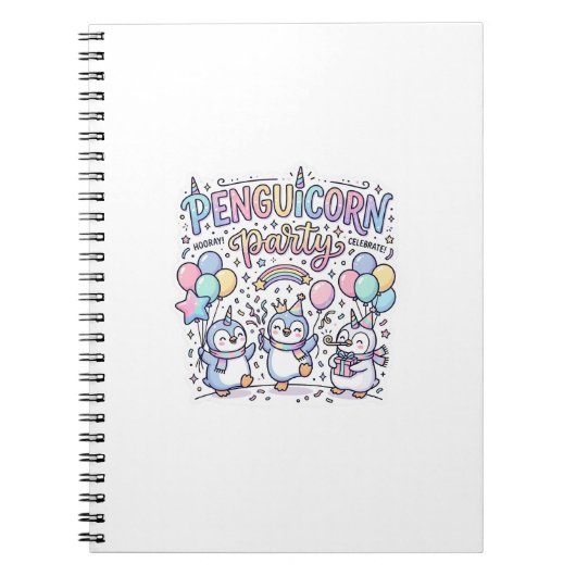 Eenhoring Pinguïnhoorn Feest Premium Vector Vector Notitieboek (Voorkant)