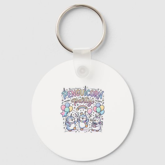 Eenhoring Pinguïnhoorn Feest Premium Vector Vector Sleutelhanger (Voorkant)