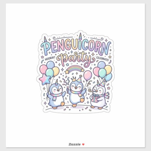 Eenhoring Pinguïnhoorn Feest Premium Vector Vector Sticker (Vel)