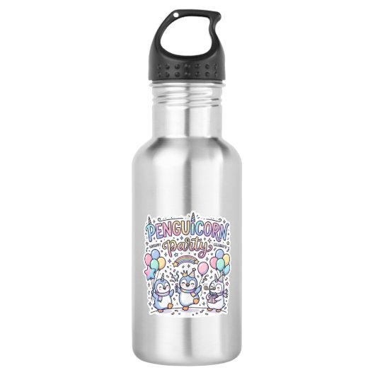 Eenhoring Pinguïnhoorn Feest Premium Vector Vector Waterfles (Voorkant)