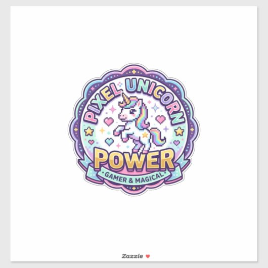 Eenhoring Pixel Eenhoring Power POD Klaar Kleding  Sticker (Vel)