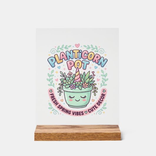 Eenhoring Planticorn Pot Grafisch Ontwerp Grafisch Acryl Bord (Voorkant)