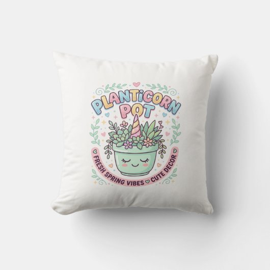 Eenhoring Planticorn Pot Grafisch Ontwerp Grafisch Kussen (Voorkant)