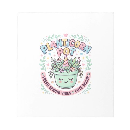 Eenhoring Planticorn Pot Grafisch Ontwerp Grafisch Notitieblok (Voorkant)