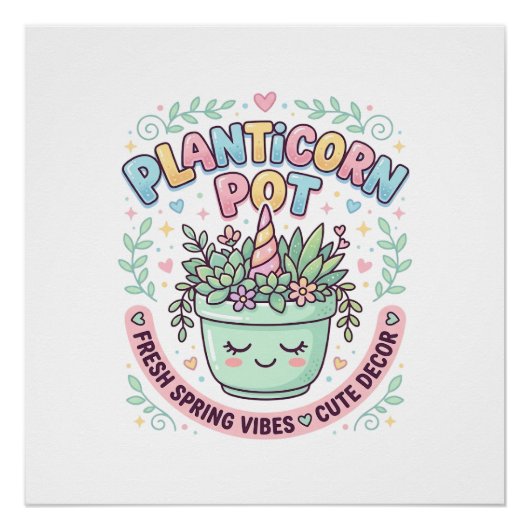 Eenhoring Planticorn Pot Grafisch Ontwerp Grafisch Perfect Poster (Voorkant)