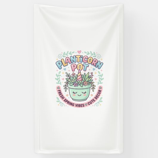 Eenhoring Planticorn Pot Grafisch Ontwerp Grafisch Spandoek (Verticaal)