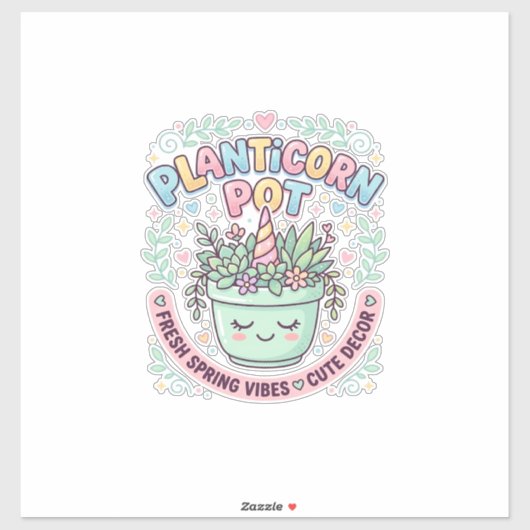 Eenhoring Planticorn Pot Grafisch Ontwerp Grafisch Sticker (Vel)