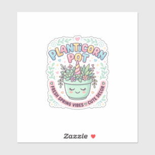 Eenhoring Planticorn Pot Grafisch Ontwerp Grafisch Sticker