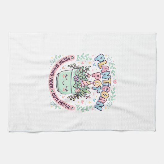 Eenhoring Planticorn Pot Grafisch Ontwerp Grafisch Theedoek (Horizontaal)