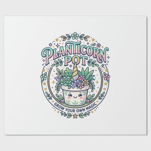 Eenhoring Planticorn Pot POD Klaar POD Kunstwerk_1 Cadeaupapier (Vlak)