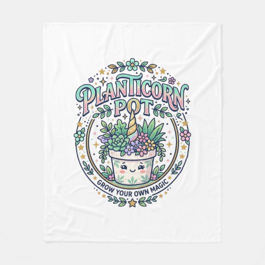 Eenhoring Planticorn Pot POD Klaar POD Kunstwerk_1 Fleece Deken (Voorkant)