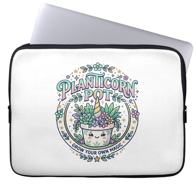 Eenhoring Planticorn Pot POD Klaar POD Kunstwerk_1 Laptop Sleeve (Voorkant)