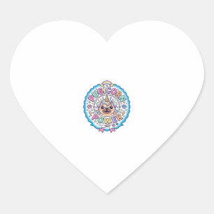 Eenhoring Pugicorn Kracht Grappig Schattig Cadeau Hart Sticker
