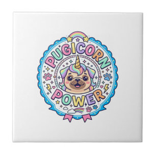 Eenhoring Pugicorn Kracht Grappig Schattig Cadeau Tegeltje