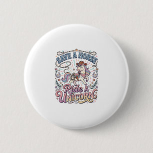 Eenhoring Red een Paard Rij een Eenhoring Print Kl Ronde Button 5,7 Cm