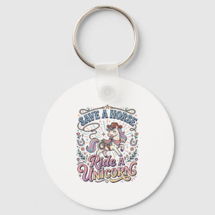 Eenhoring Red een Paard Rij een Eenhoring Print Kl Sleutelhanger